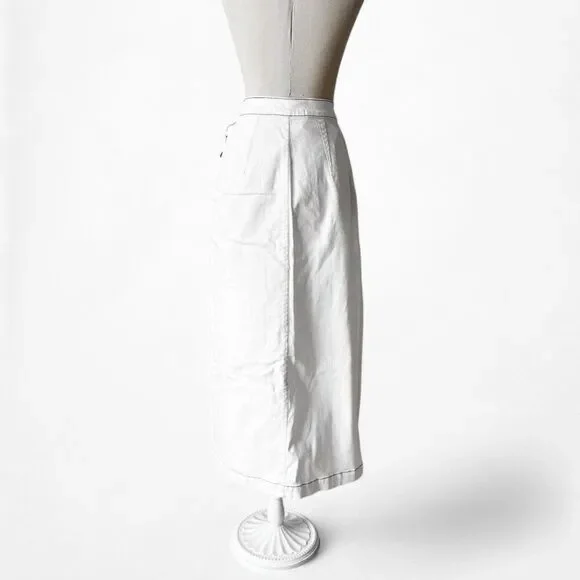 Jason Wu White Button Front Detail A-Line Denim High Waisted Maxi Skirt Size XS - Picture 5 of 6